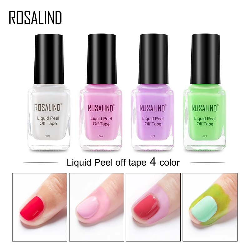 

ROSALIND Liquid Peel Off Tape Nail Polish Fast Dry Special Anti-overflow Armor Hybrid Varnishes Easy Clean 6ML Nail Art