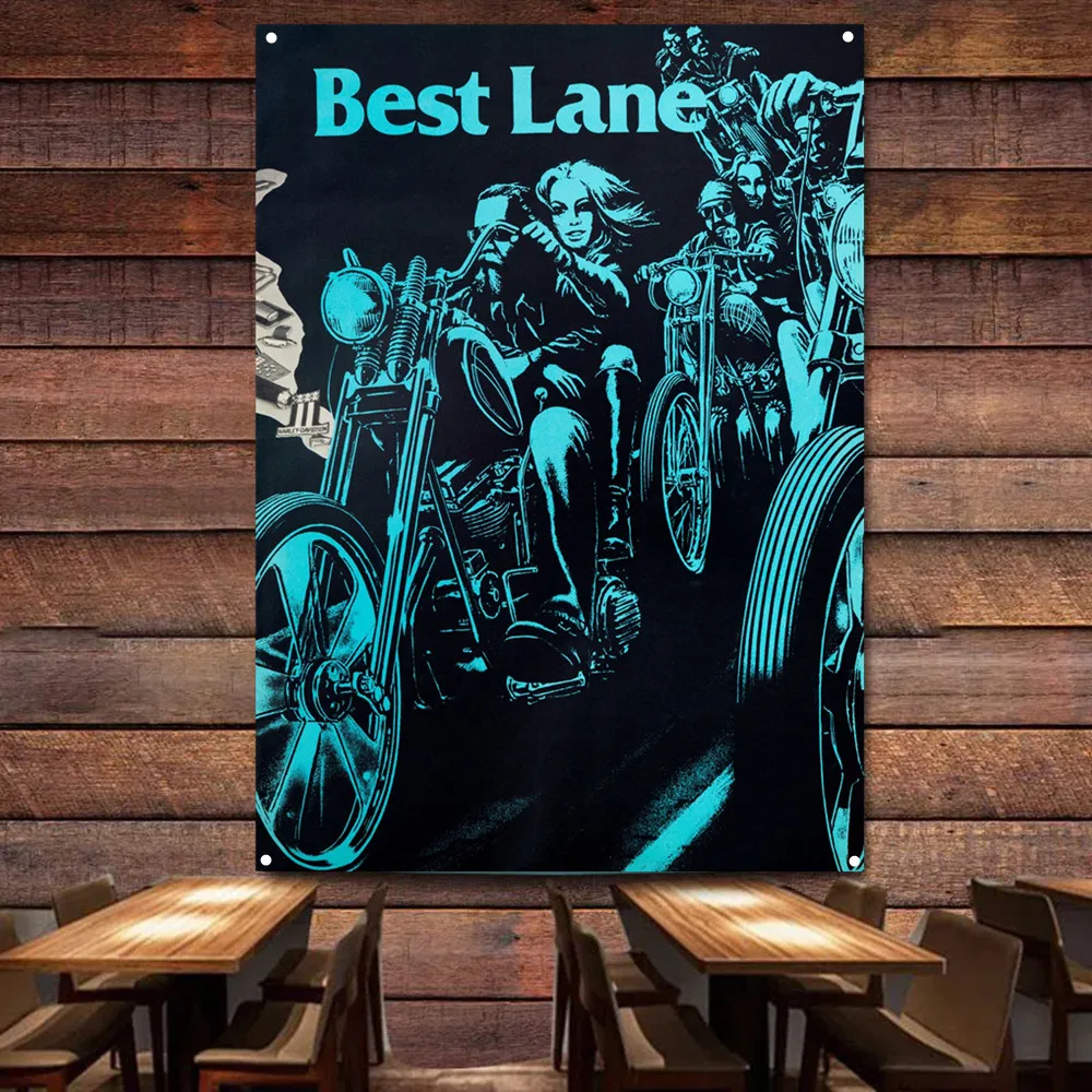 

Винтажный баннер Best Lane для мотоциклов, плакат с флагом, настенная живопись, гобелен, мужская пещера, бар, клуб, паб, гараж, домашний декор, наклейка