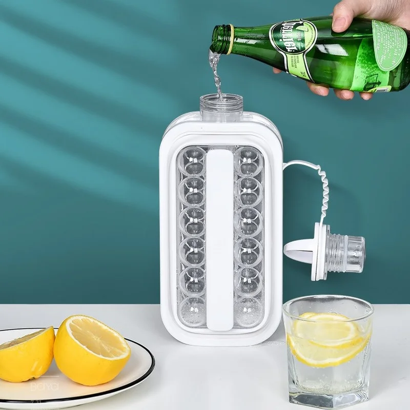 

2 In 1 Ice Cube Maker Ice Water Bottle Outdoor Sports Portable Water Bottle Silicone Bar Curling Ice Making Tool Kitchen Gadget