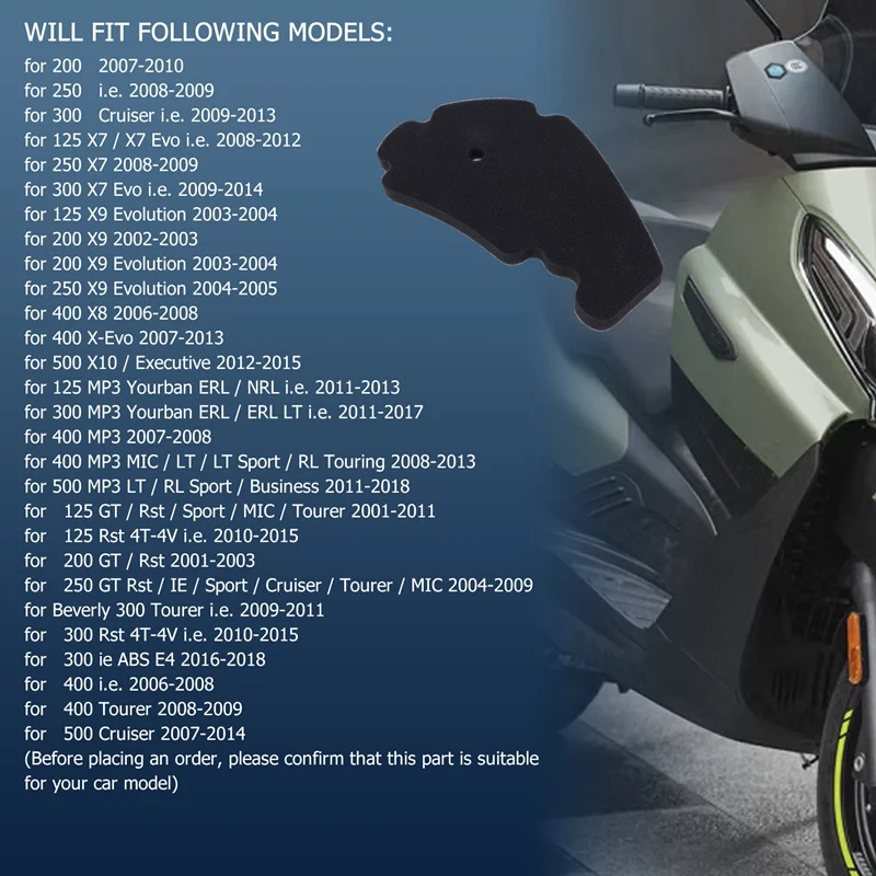 Губчатые элементы воздушного фильтра для скутера Piaggio 125Cc/200Cc/250Cc/300Cc/400Cc/500Cc Beverly MP3