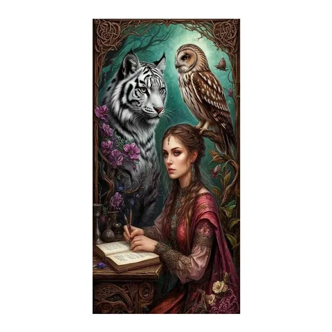Алмазная картина Fullcang Тигр Орел Женщина