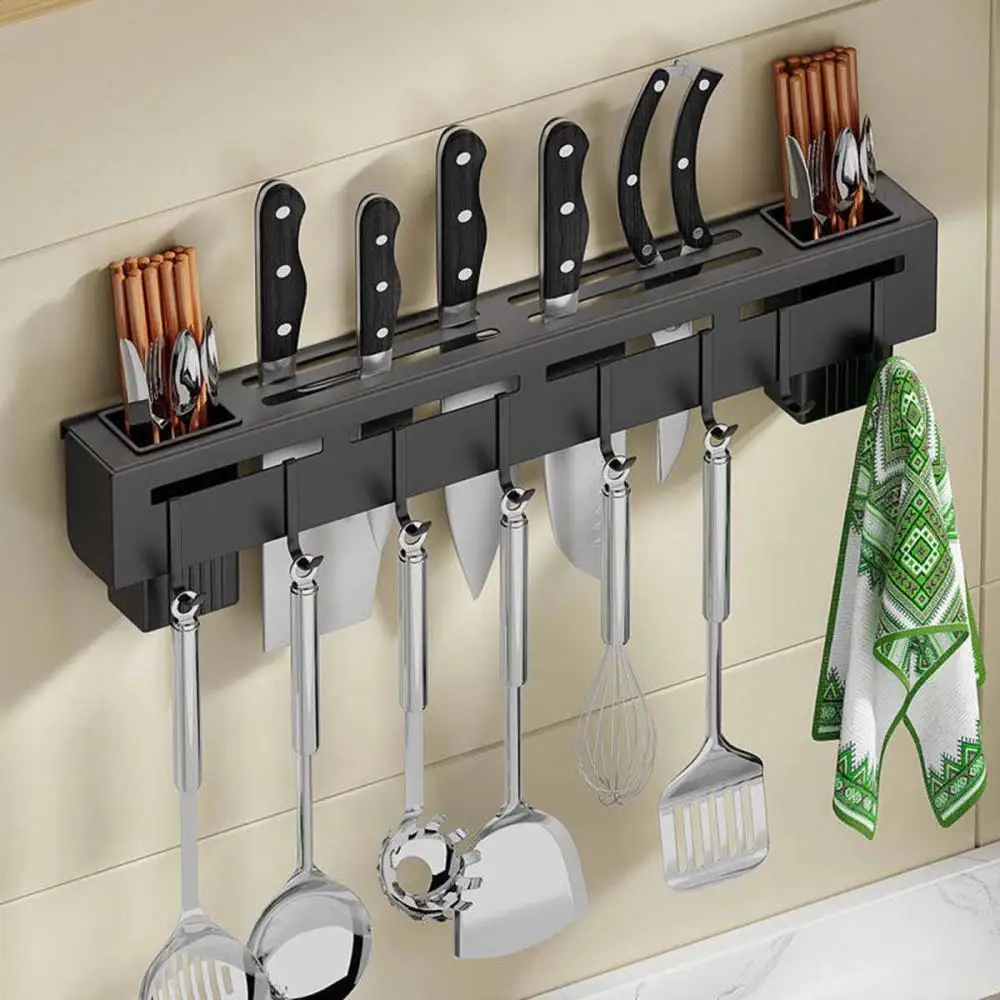 

Punch-free Hanging Rack Tool Storage Rack Wall-mounted Knife Shovel Spoon Chopsticks Storage Shelf Kitchen Organizer With Hook