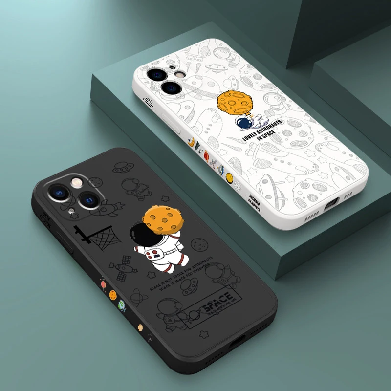 square bumper silicone case for oneplus nord ce 2 5g cartoon space astronaut phone cover for oneplus 19 8t 8 pro 9r 10 pro free global shipping