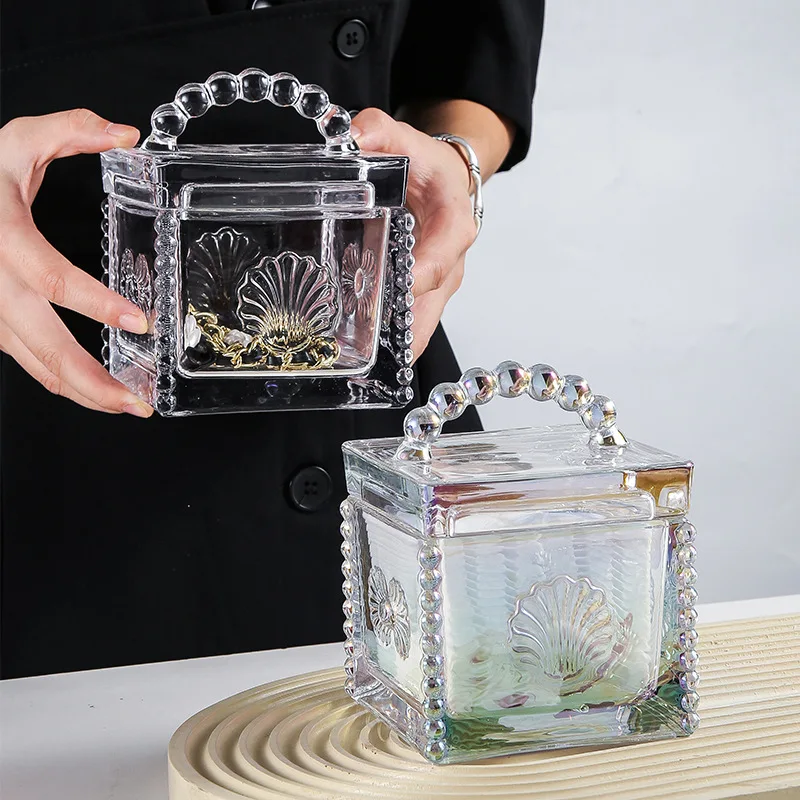 

Beautiful Glass Storage Box Luxury Jewelry Box for Girls A Great Gift for Friends Glass Shell Cameo Box Container