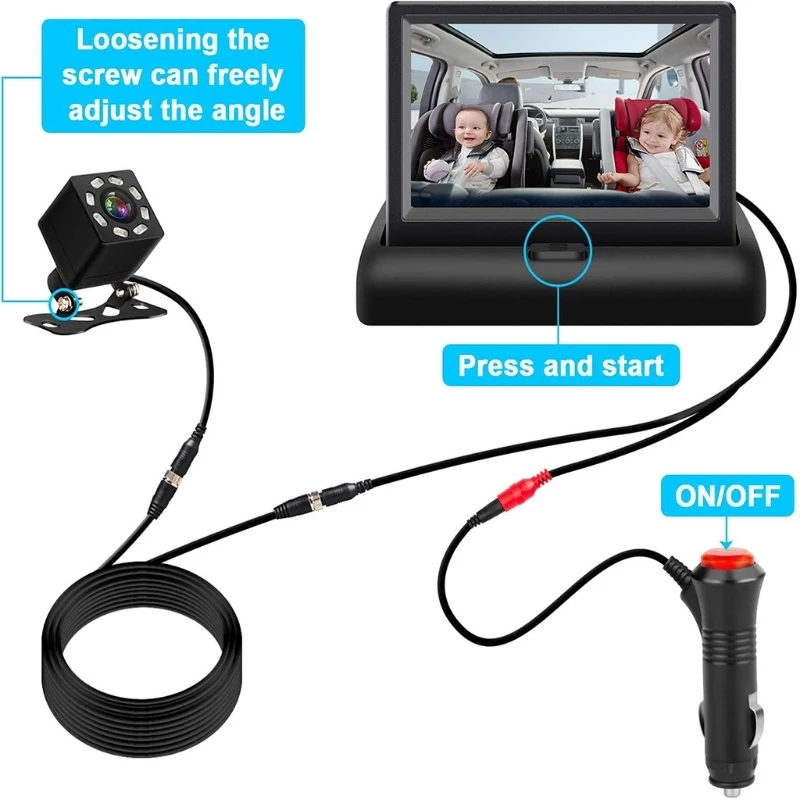 

Зеркало детское автомобильное с функцией ночного видения, 170 °, 4,3 дюйма