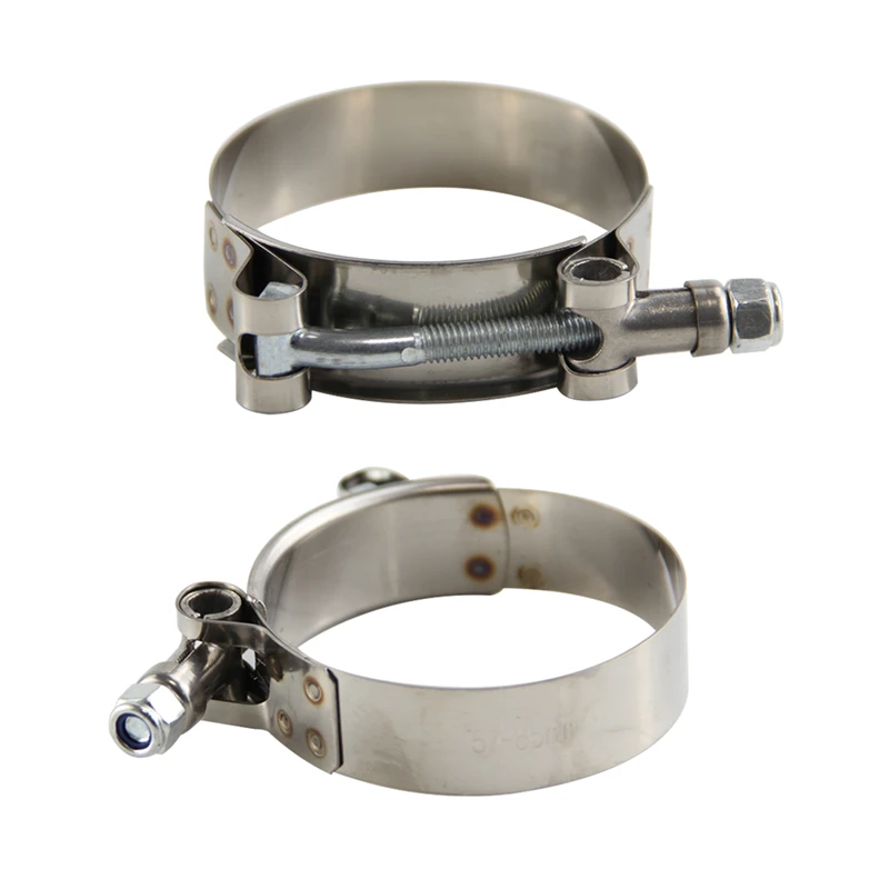

2PCS Adjustable 57mm to 65mm ID Range 2.25 Inch 304 Stainless Steel T-Bolt Hose Clamp