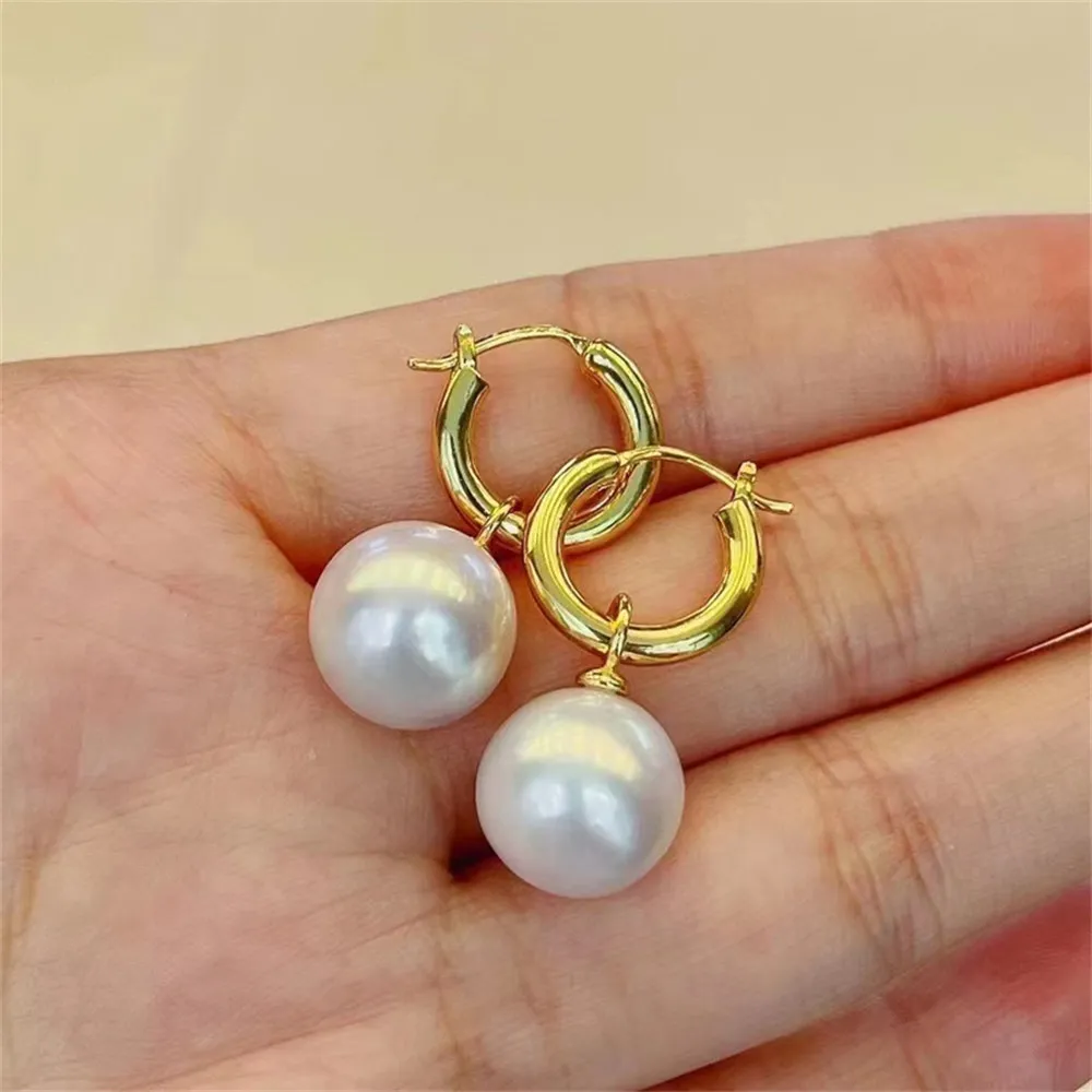 

DIY Pearl Accessories 925 Silver Ear Stud Empty Holder Fashion Gold Silver Eardrop Holder Suitable for Mounting 8-13mm Beads