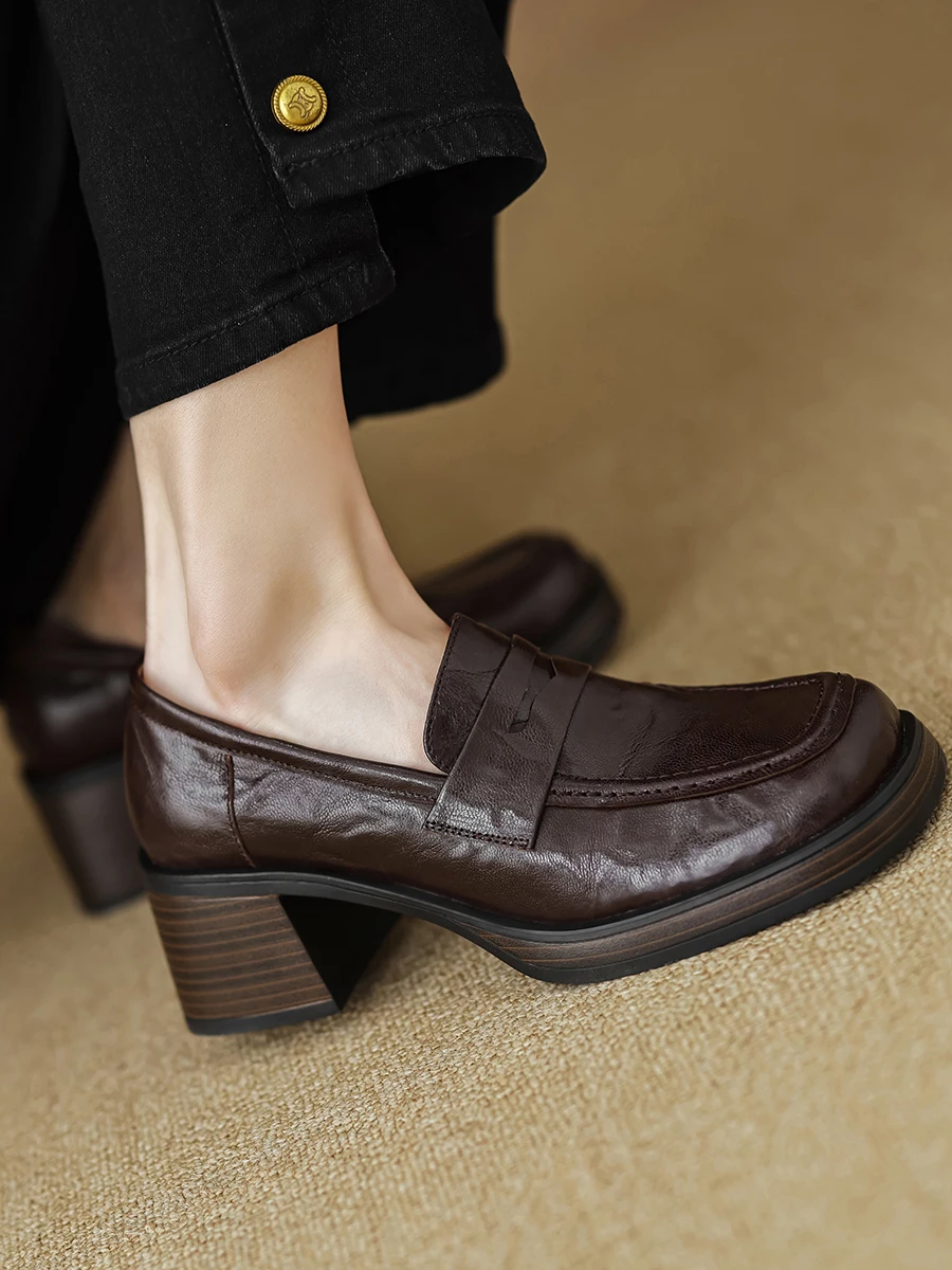 Женские лоферы из натуральной овчины новые весенние женские туфли на платформе с