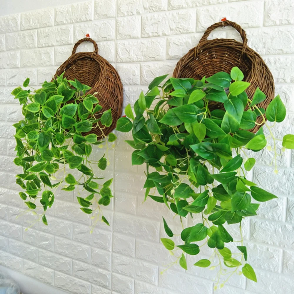 

Flower Planter Wall Hanging Wicker Rattam Basket Garden Vine Pot Plants Holder Handmade Flower Basket Home Decor