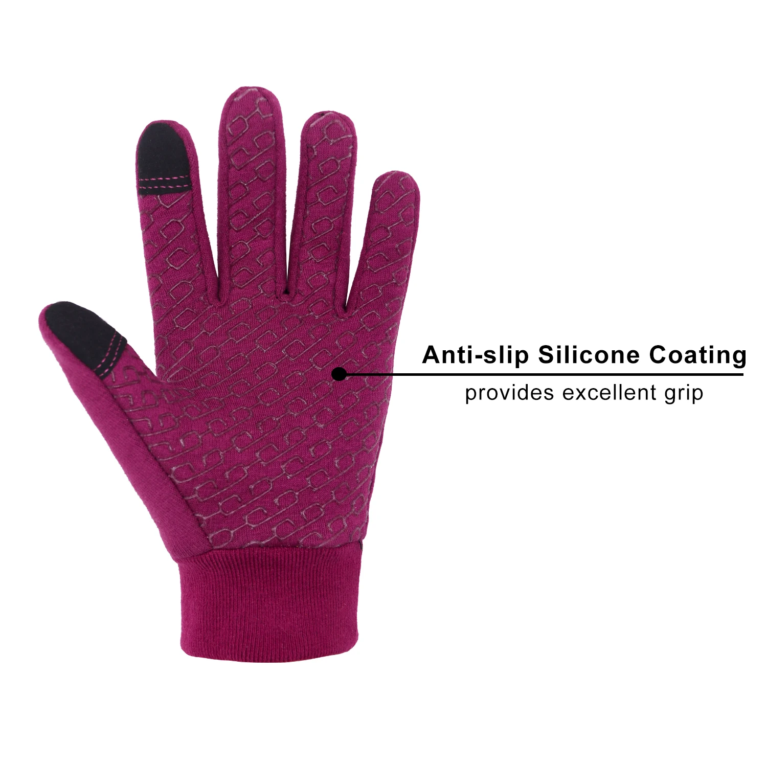 Handlandy Фиолетовые пушистые термоперчатки с силиконовой ручкой сенсорного экрана