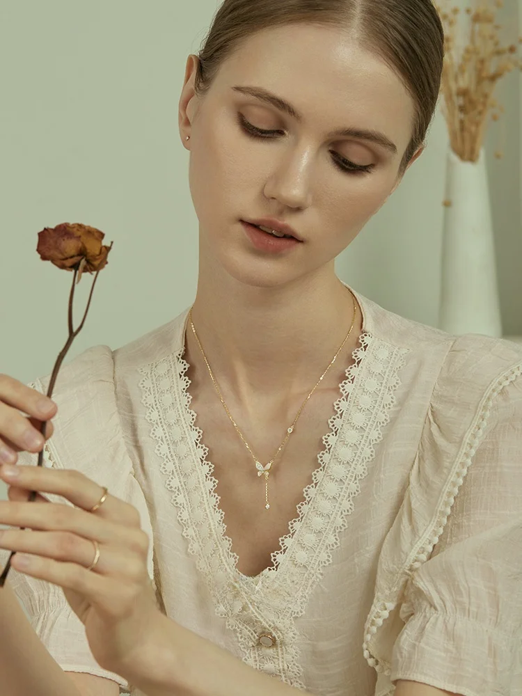 Женское ожерелье из стерлингового серебра 925 пробы полное кристаллов 2024 новая