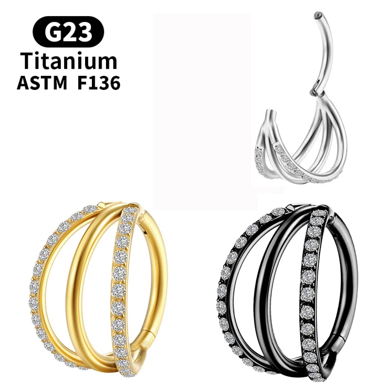 

G23 Titanium Piercing Zircon Septum Cartilage Industrial CZ Nose Ring Helix Earrings Clicker Hinge Segment Tragus Body Jewelry
