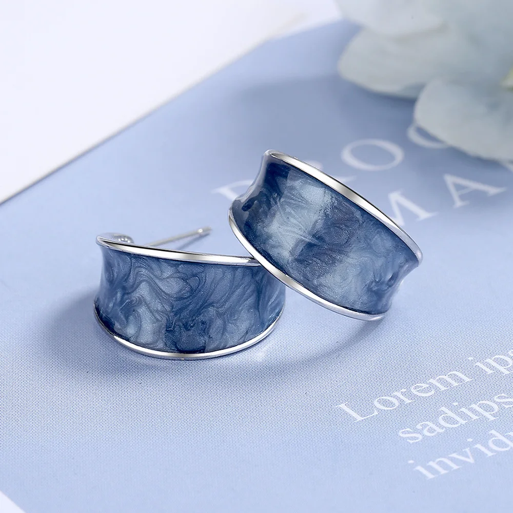 Wholesale Vintage Blue Earrings Temperament Hopp Earrings  Women