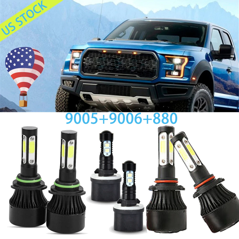 

Для Chevy Tahoe 2001-2006 6x Combo 9005 9006 СВЕТОДИОДНАЯ Фара Hi + Lo & 880 противотуманная фара