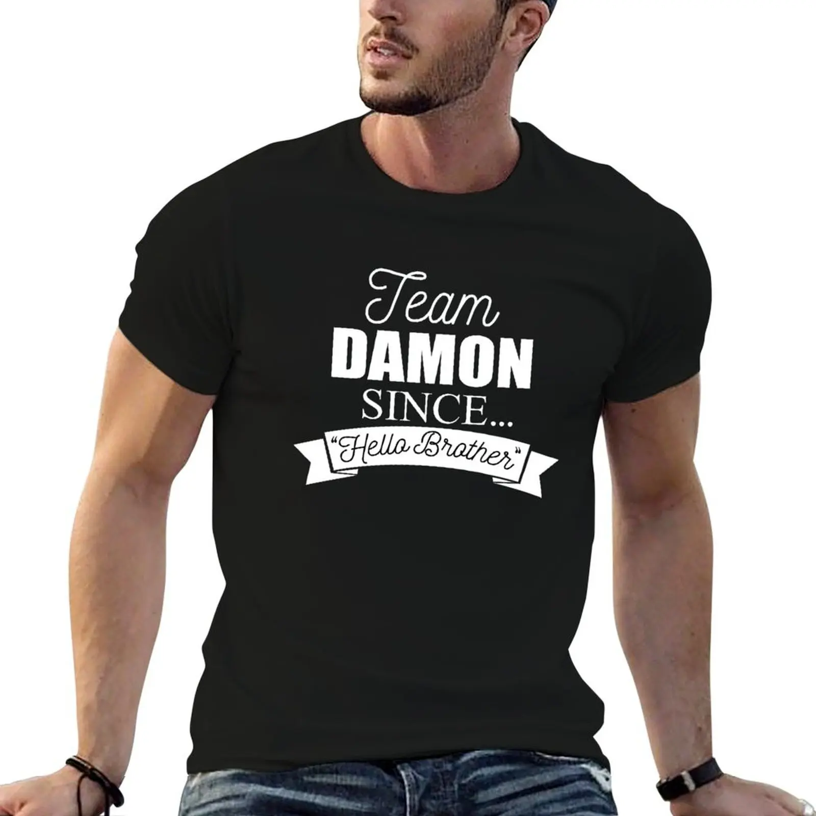 Футболка Team Damón From Hello Brother Vampiré Diariés вдохновленный дизайн Salvátóre мужские футболки
