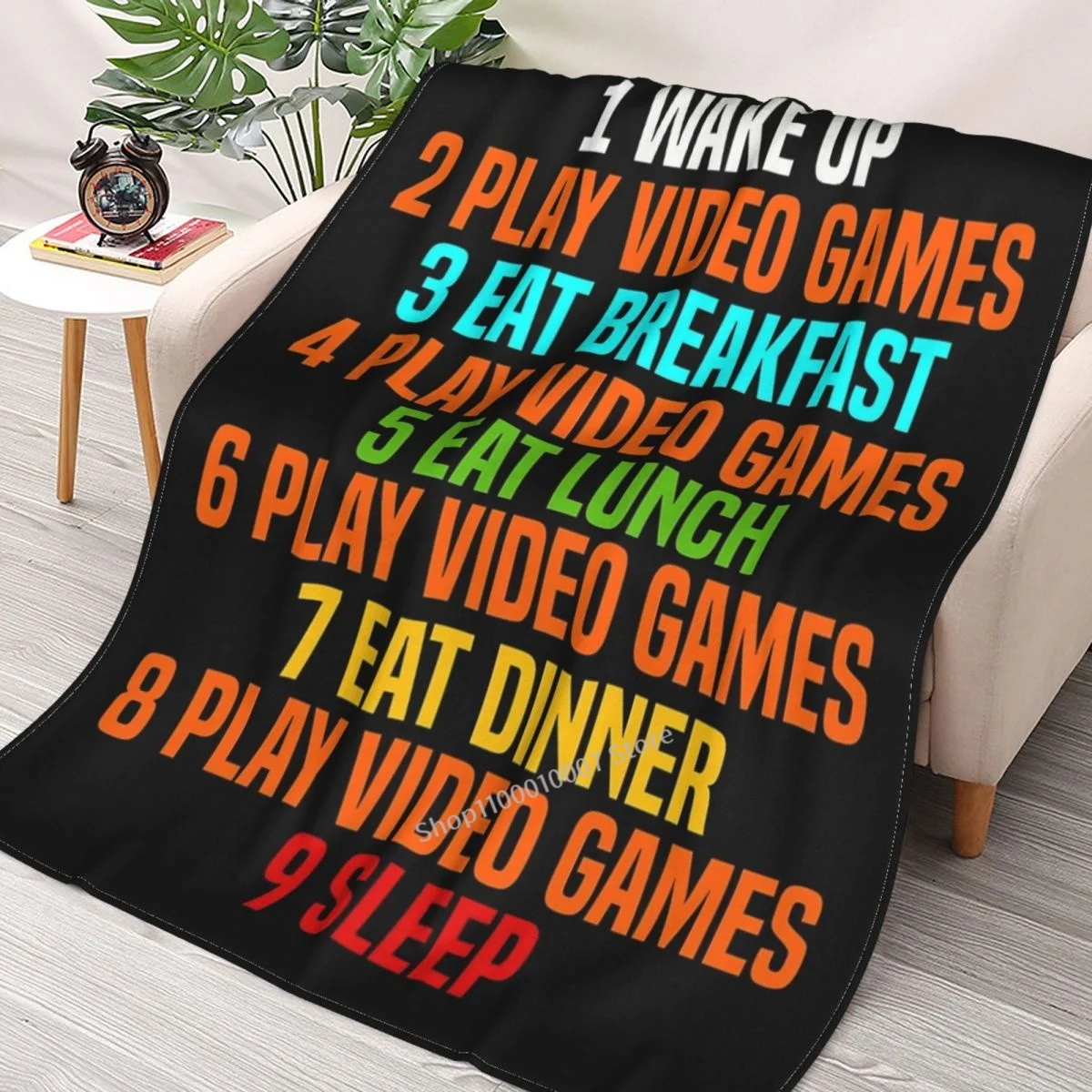

Funny My Perfect Day Wake Up Play Video Games Throw Blanket 3D printed sofa bedroom decorative blanket children adult Christmas