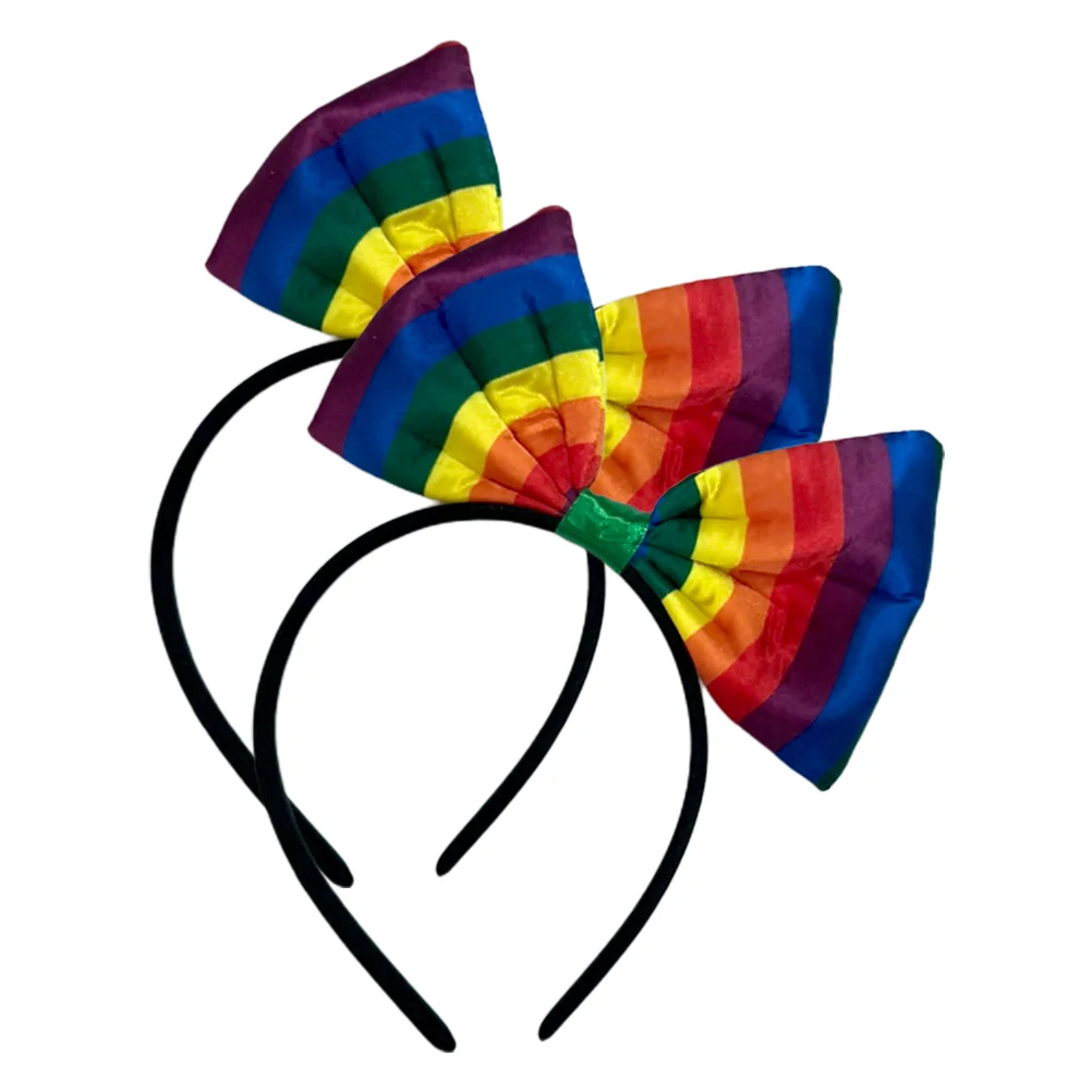 

2 Pcs Hair Bands Women's Printed Knot Bowknot Knotted Headband Ties Rainbow Headpiece Gradient