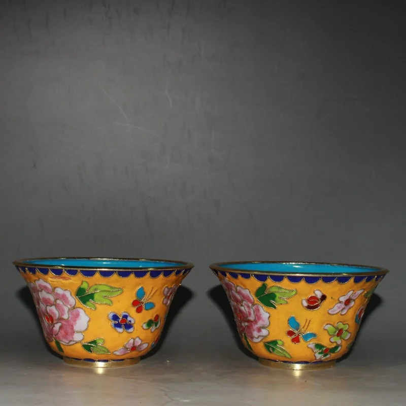 

3,9 "Китай, красная медь, перегородчатая проволока, инкрустация, двойной цветок лотоса, арабиеситическая чаша 58