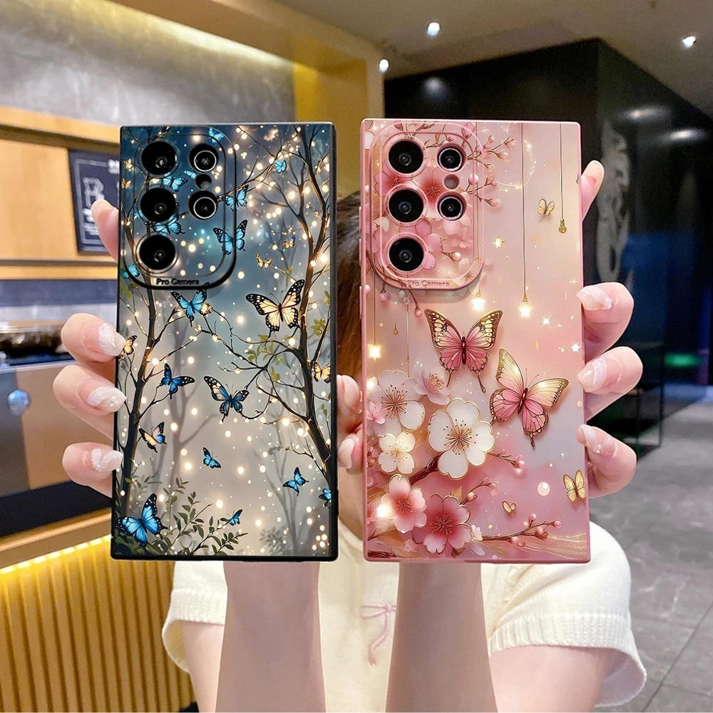 Фото Совместимость с Samsung Galaxy S25 S24 S23 Ultra S22 Plus Note 20 S21 FE Чехол с цветочной бабочкой Tongyan Cover №1