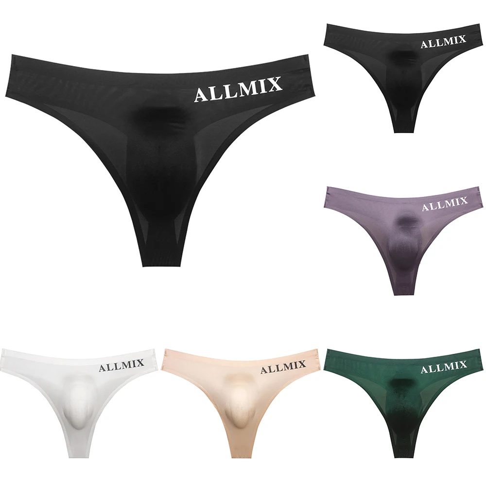 

2023 Mens Ice Silk Seamless Underwear Brief Solid Thin Breathable Brief Bulge Pouch Underpants Man See Through Sexy Pantie