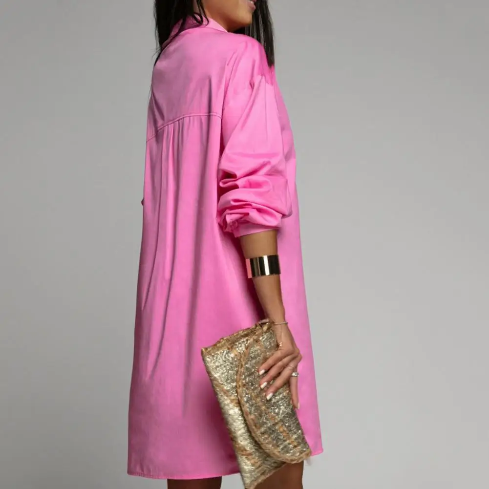 

Patch Pocket Lightweight Pure Color Single Breasted Autumn Shirt Female Clothes