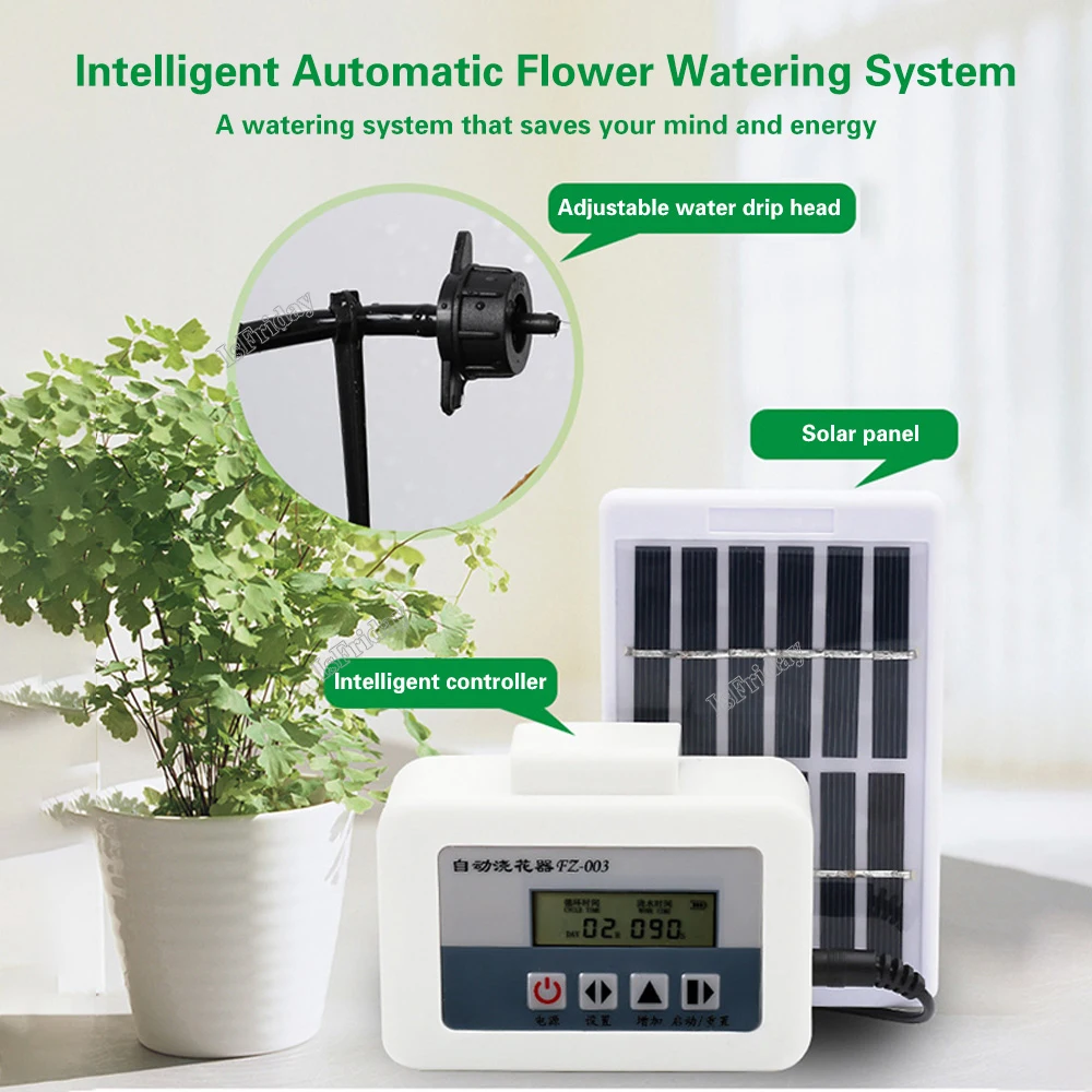 

Garden Dripper Intelligent Automatic Water Pump Potted Drip Sprinkling Timer Irrigation System Solar Energy Watering Device