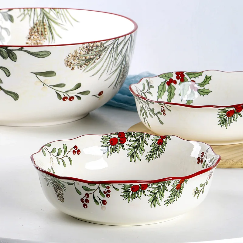 Рождественская миска для салата с омелой домашняя супа необычная мелкая
