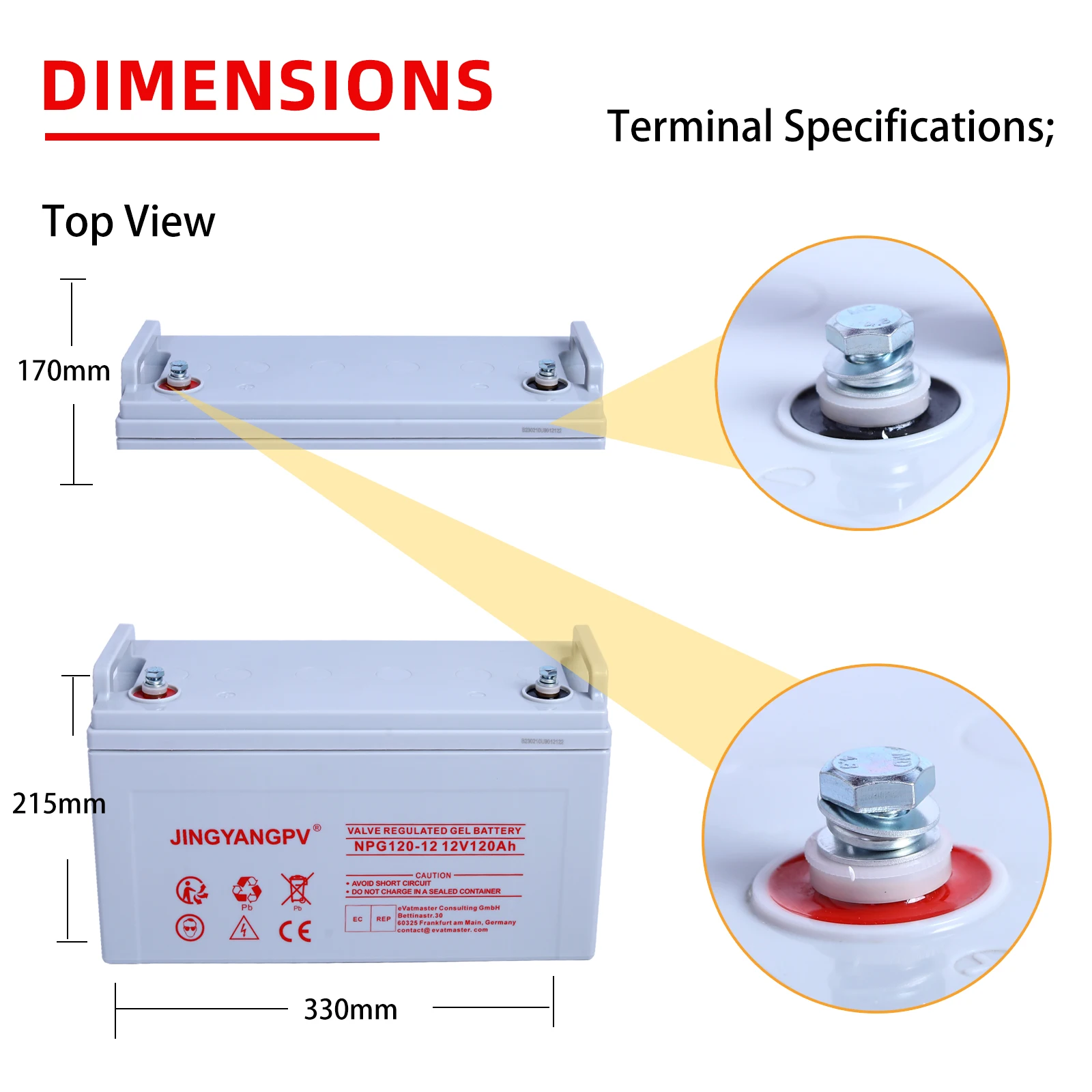 

Аккумуляторная батарея AGM с глубоким циклом 12 в 120 Ач для домов на колесах, для солнечных и внесетевых устройств, серая, номер модели: NPG-BATT-AGM12-120