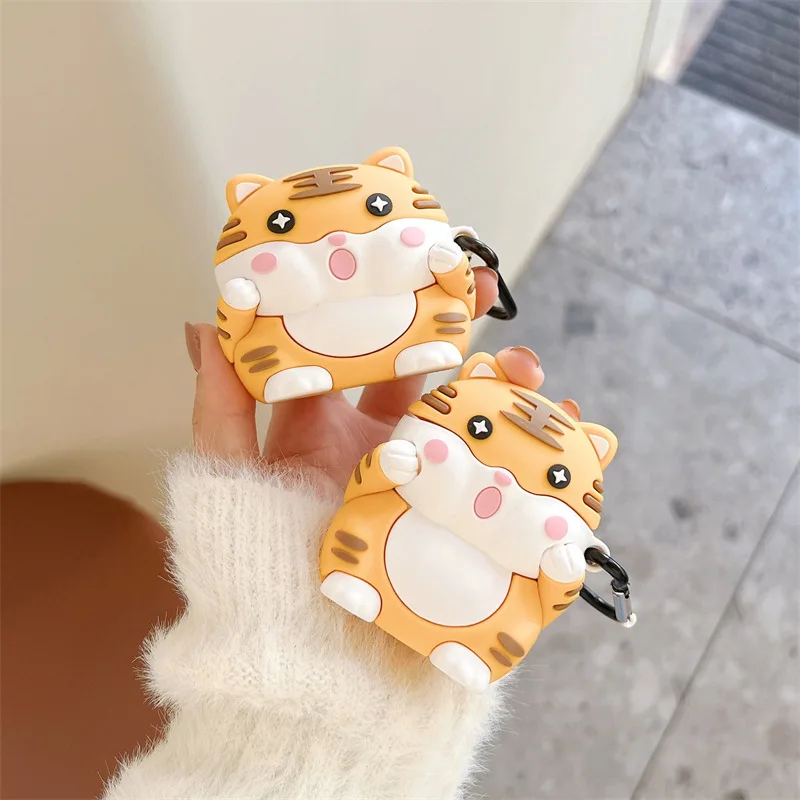 

New 3D Cute Cartoon Tiger Designer Silicone Protective Case Earphone Case for Apple Airpods 1 2 3rd New for Airpods Pro 3