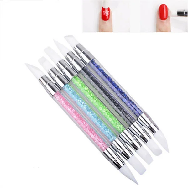 

Кисть для ногтей Delysia King со стразами, ручка с силиконовой головкой, карандаш для резьбы по дереву, с акриловой ручкой, для маникюрного салона