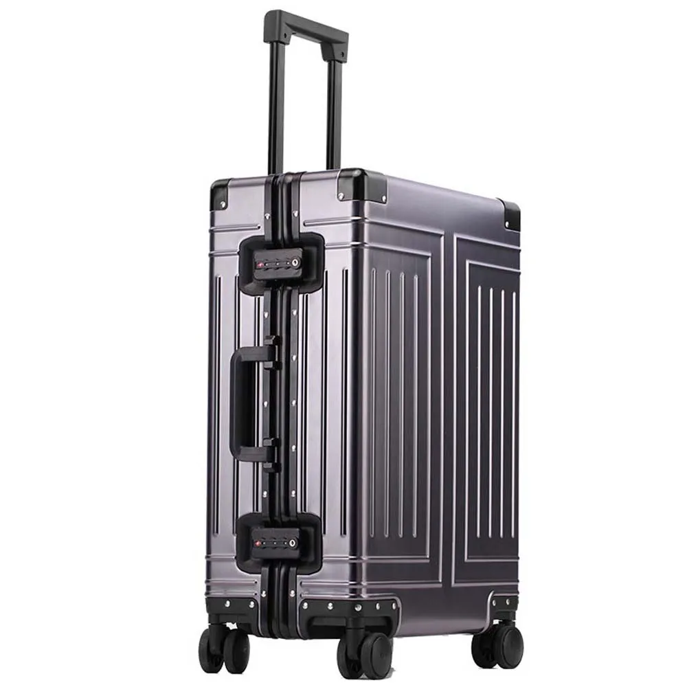 KLQDZMS High-quality Business Aluminum Alloy Trolley Luggage 29-Inch Thickened Large-capacity Suitcase 20-Inch Boarding Case