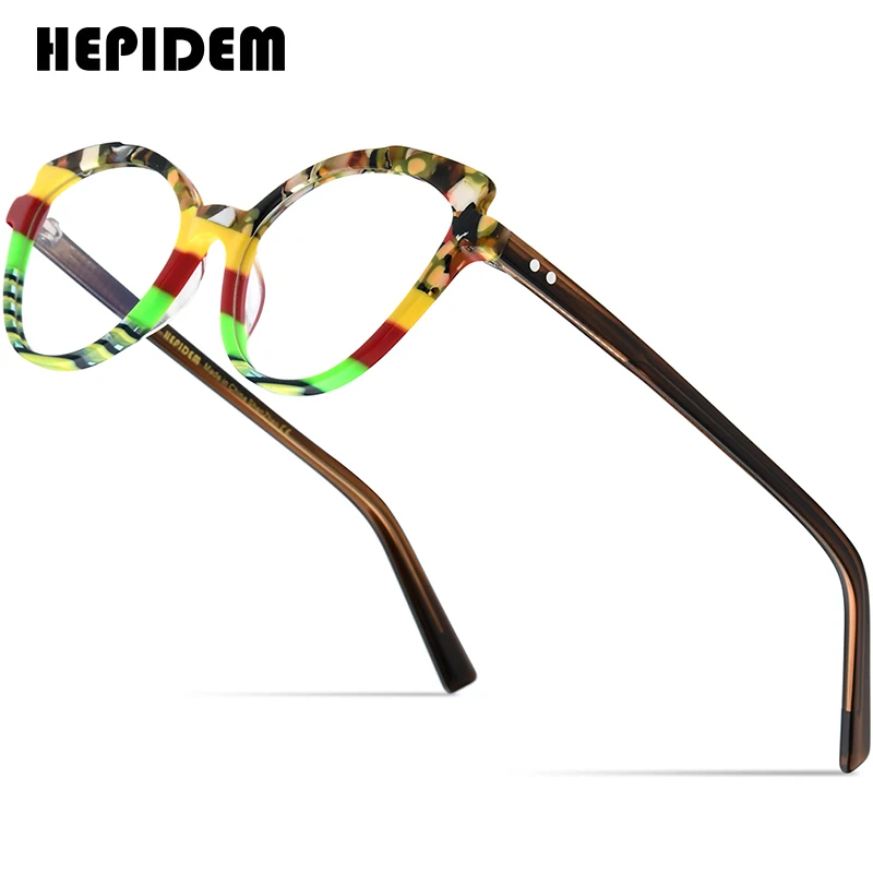 

Оправа для очков из ацетата HEPIDEM, женские брендовые дизайнерские очки кошачий глаз по рецепту, женские очки Cateye, очки 9217