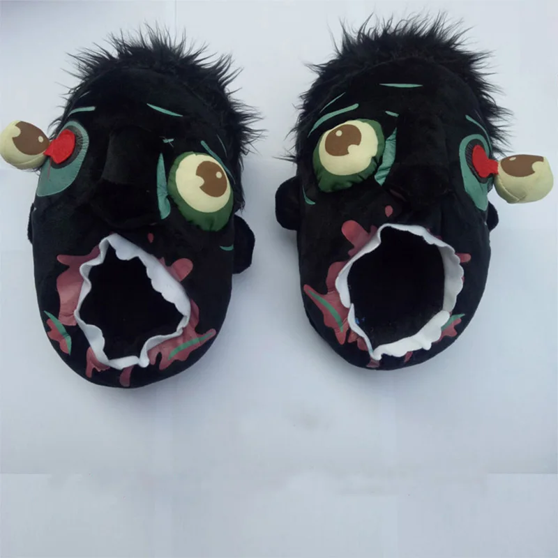 

Winter New Ladies Cartoon Home Slippers Women's Shoes Funny Zombie Warm Non-slip Luxury Couple Cotton Shoes Furry Slides