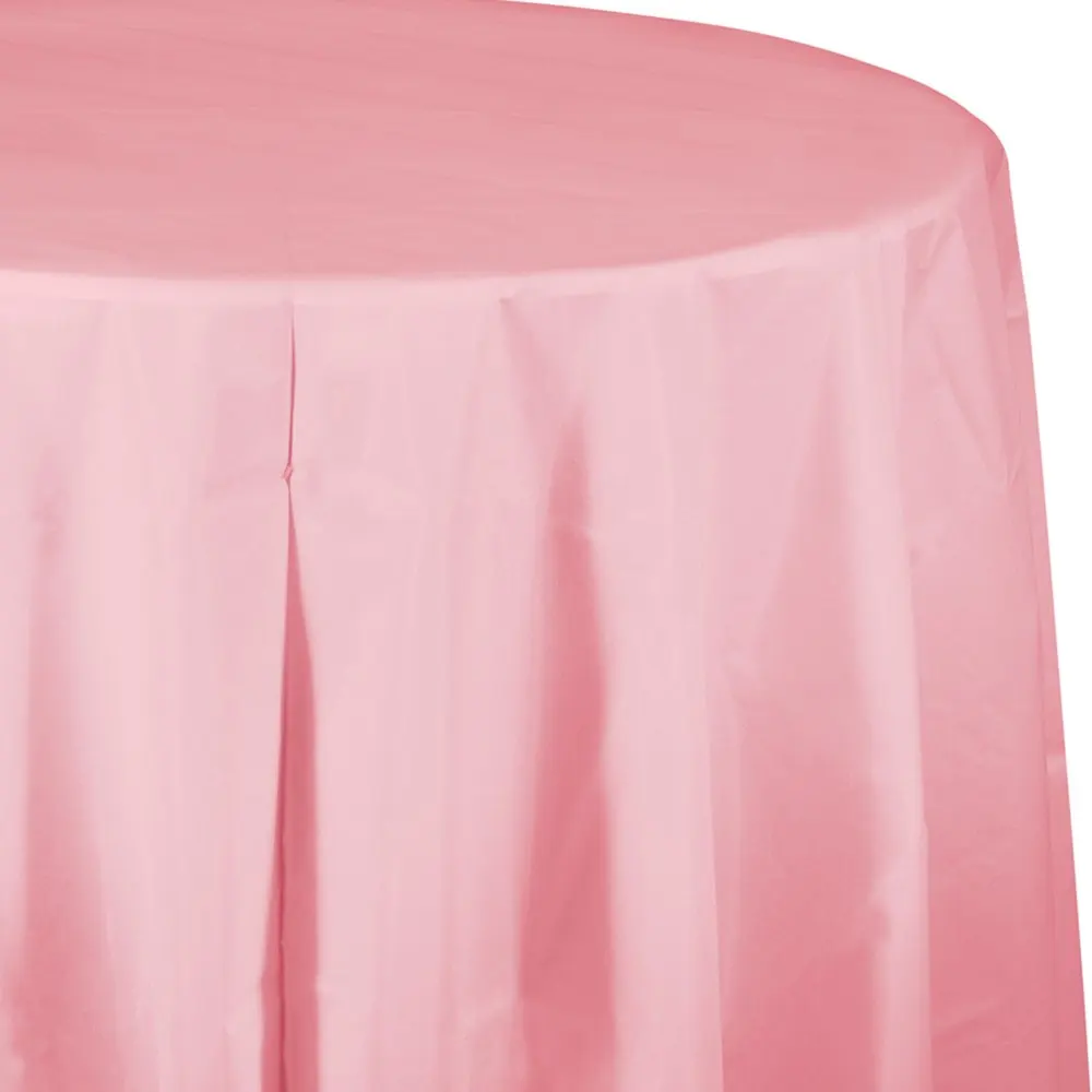 

Classic Pink Round Plastic Tablecloths, 3 Count
