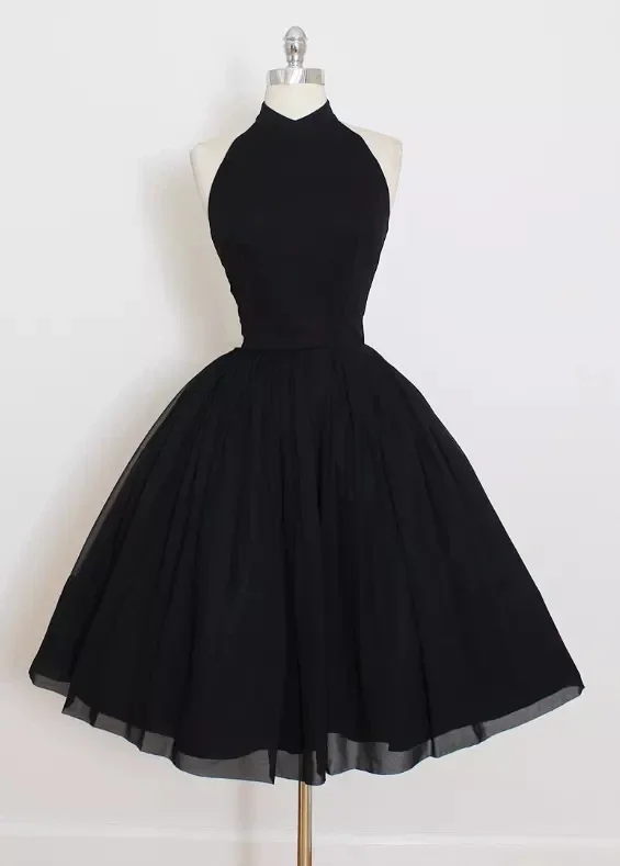 

Vestido De Graduación Black Short Homecoming Dresses Chiffon Backless High-Neck Mini Cocktail Party Gowns
