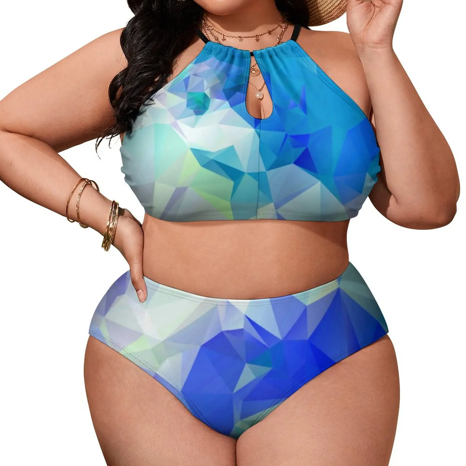 

Geometry Bikinis Set Sexy Northern Lights Print Bikini Swimsuit Push Up Swimwear Stylish Feminine Bikinis Beachwear Plus Size