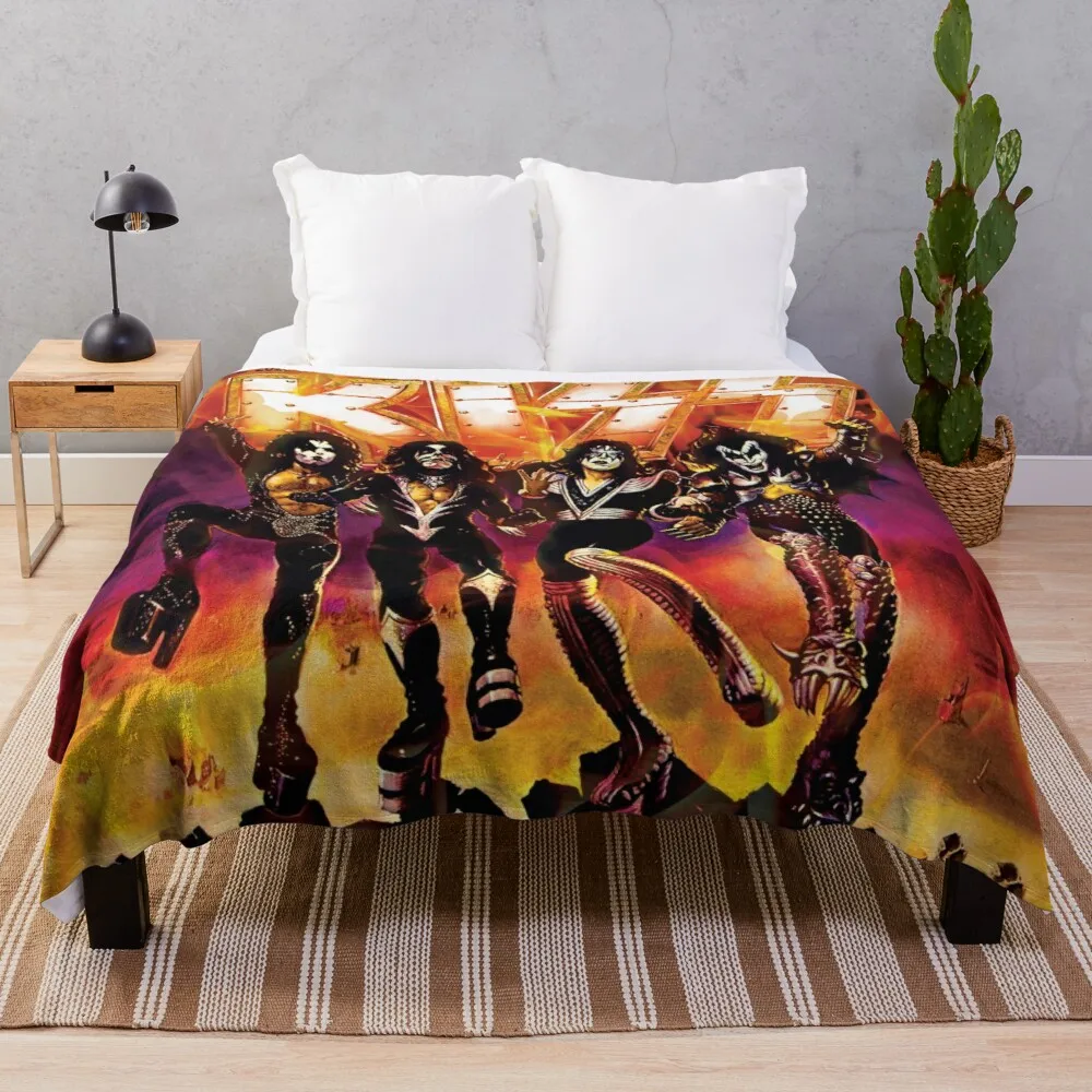 

kiss the band t shirt Throw Blanket multi-purpose