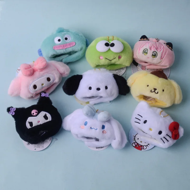 

Sanrio Keroppi Cinnamoroll Pachacco Kuromi моя мелодия милая искусственная Милая пушистая мягкая Набивная игрушка головной убор кулон
