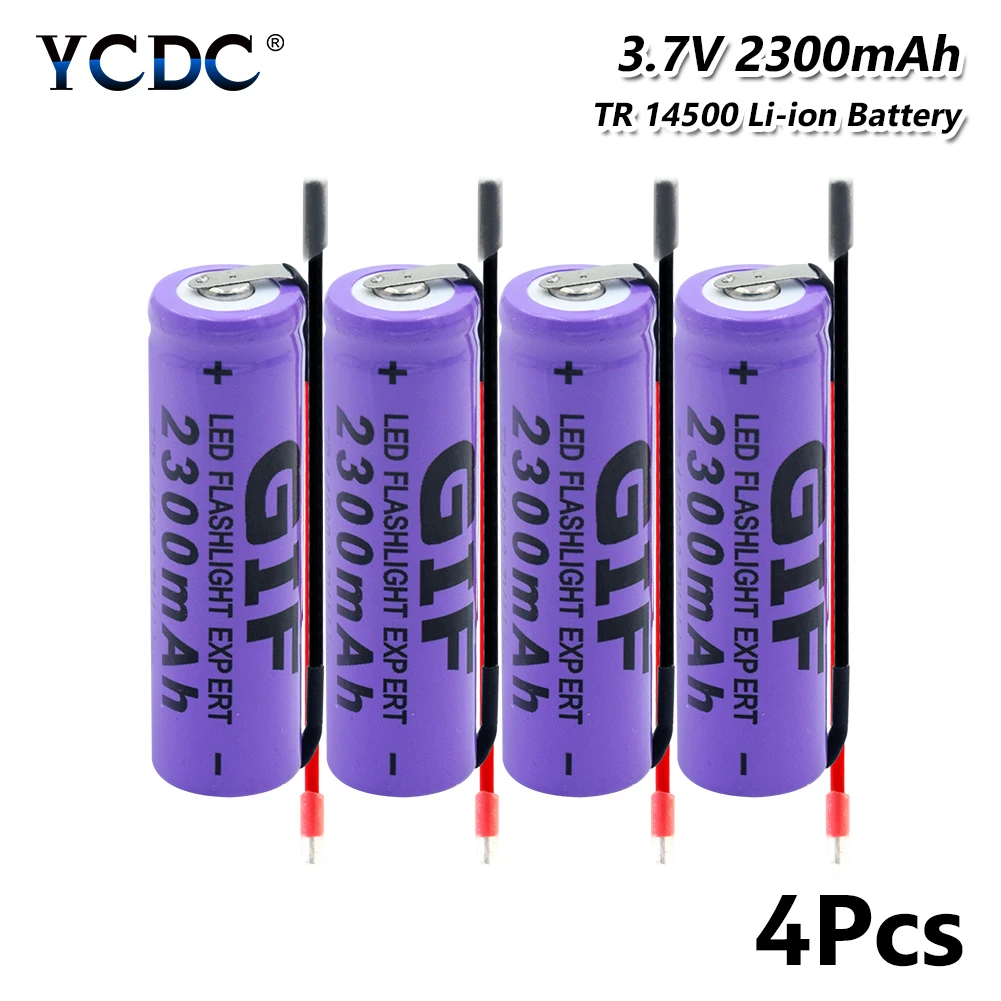 

14500 Li-ion Battery 3.7V 2300mAh Rechargeable electronic cigarette batteries high-discharge current + DIY Linie For Flashlight