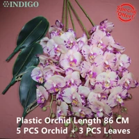 purple moth orchid 5pcs orchid 3pcs leaves butterfly flower 86cm real touch waterproof event centerpiece indigo