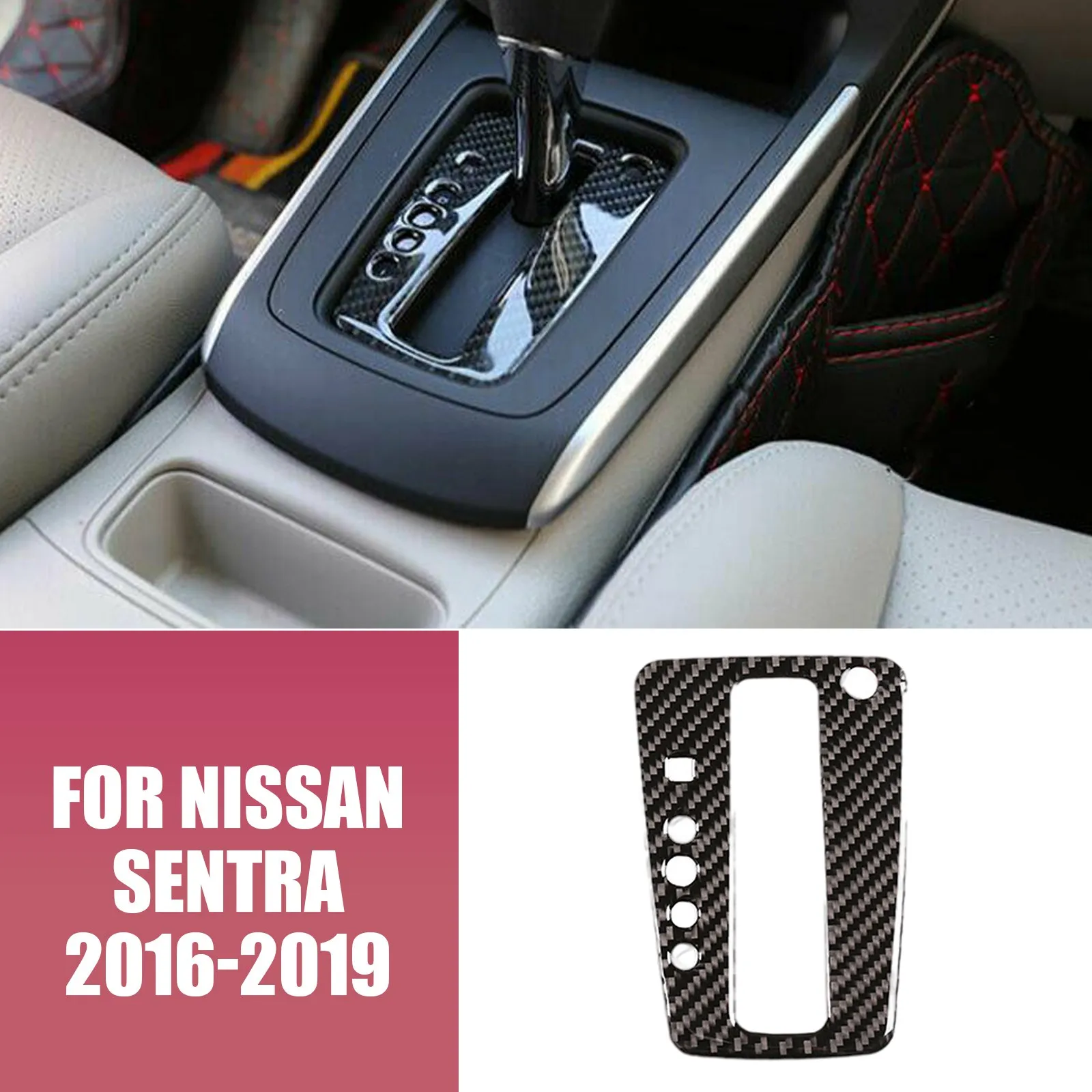 

For Nissan Sentra 2013-2019 Carbon Fiber Vinyl Central Console Gear Shift Cover