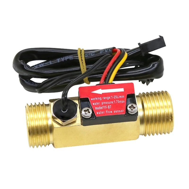 

Flow Sensor Connector G1/2" Brass Thread Hall Effect Liquid Water Flow Sensor Flowmeter Fluidmeter Liquid Water Flow
