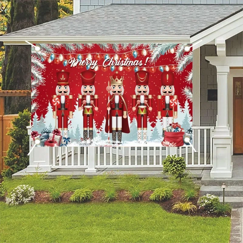 Рождественский Щелкунчик Солдат Баннер Фон Ткань Новогоднее Украшение