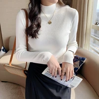 yasuk autumn winter fashion woman solid casual sexy pullover turtleneck soft slim loose bottom knitted top gentle commute tess