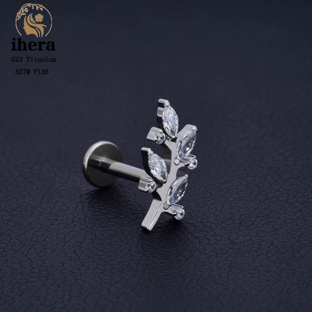 Серьги-гвоздики для пирсинга с фианитом