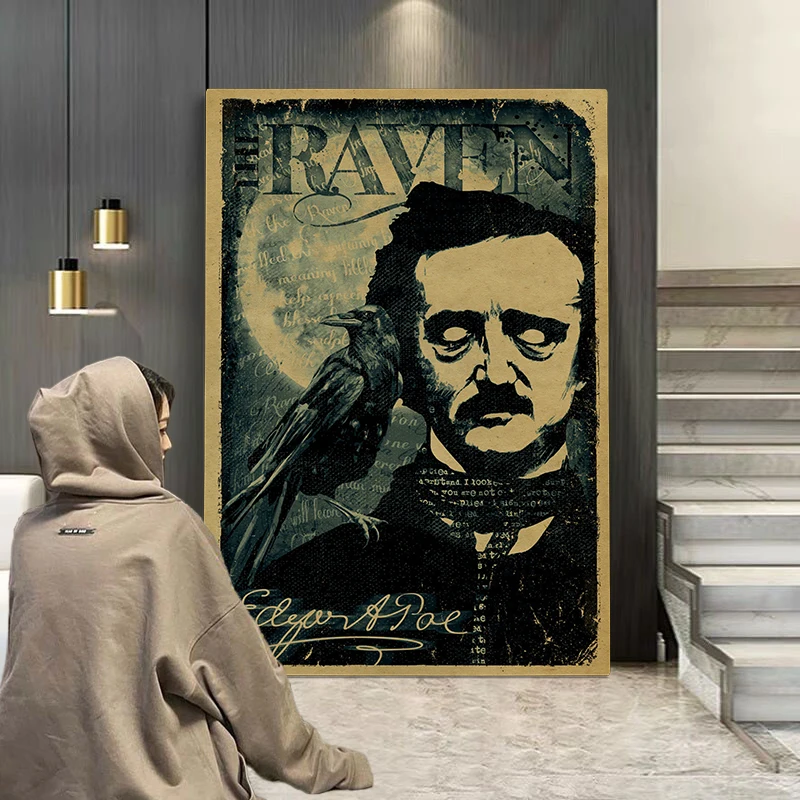 Эдгар Поэ Ворона Плакат nevermore Готический Ужас Холст Печать Без Рамы Настенное