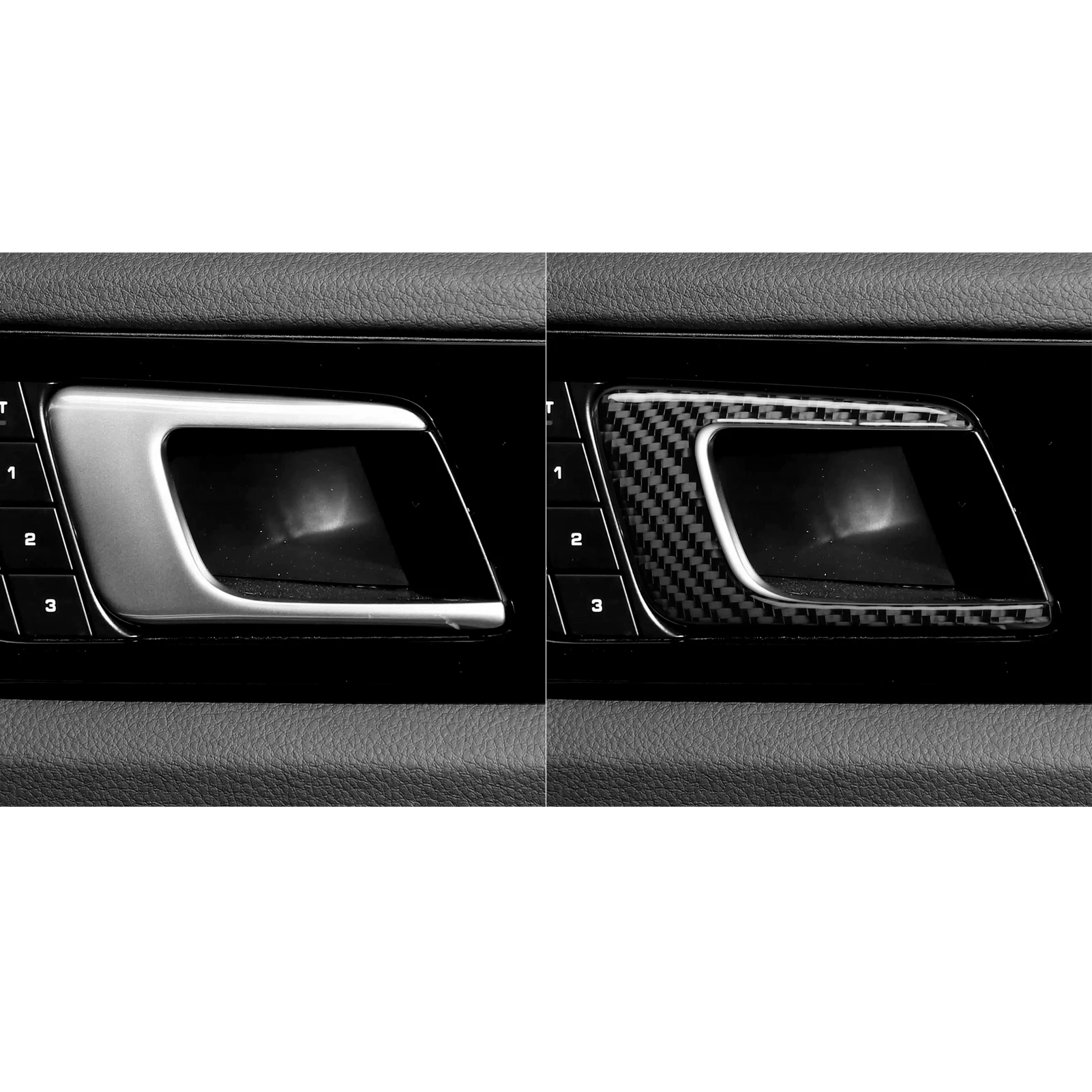 Фото Для Porsche Cayenne 9Y0 9YA 9YB E3 2018-2023: Накладка на внутреннюю панель ручки двери из настоящего карбона, аксессуар для автомобиля, наклейка №3