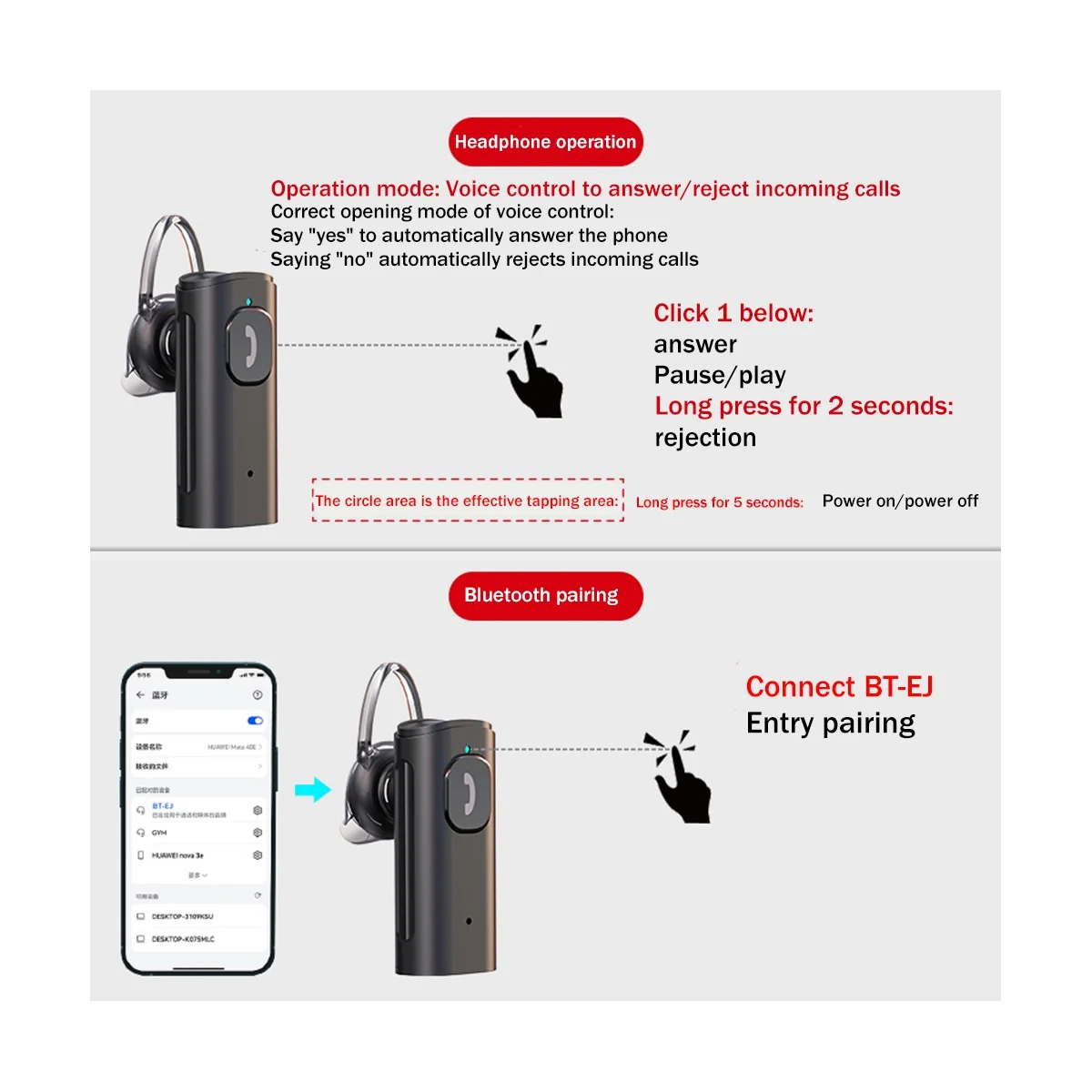 Наушники-вкладыши с голосовым управлением, Беспроводная Bluetooth-гарнитура с шумоподавлением, автомобильные наушники Type-C PD36W, быстрая зарядка, автомобильное зарядное устройство