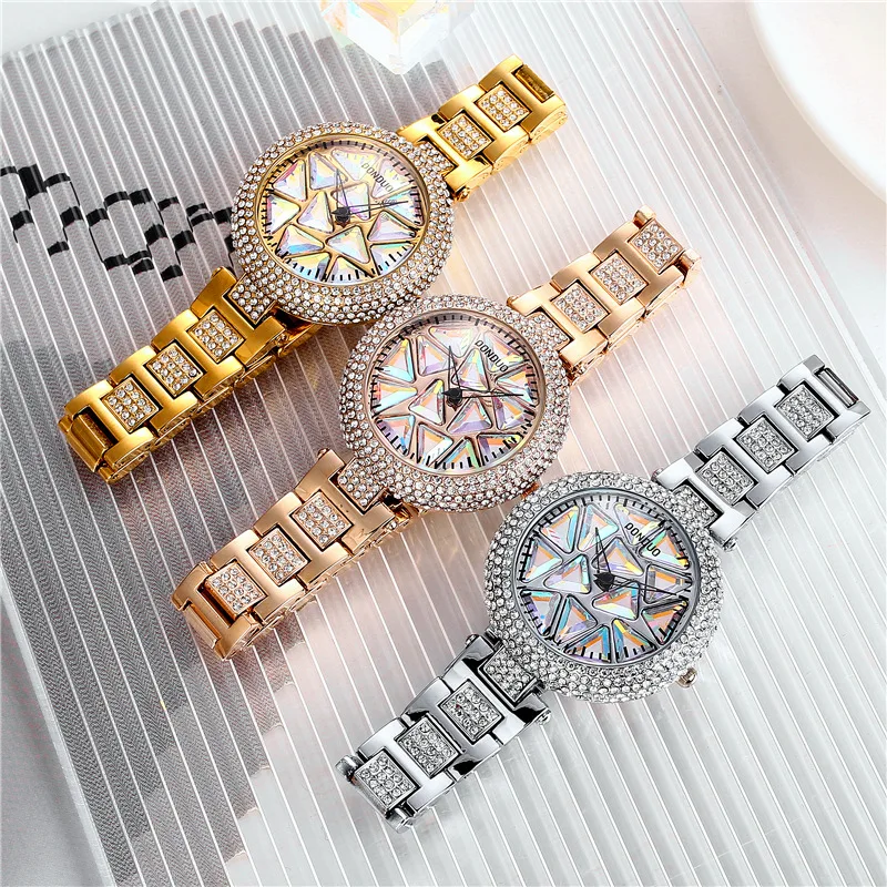 

Elegant Shiny Women Watch Creative Wristwatch Lady Clock Rotate Fashion Wrist Decor Wristwatches Clock Montres Femme Reloj Mujer