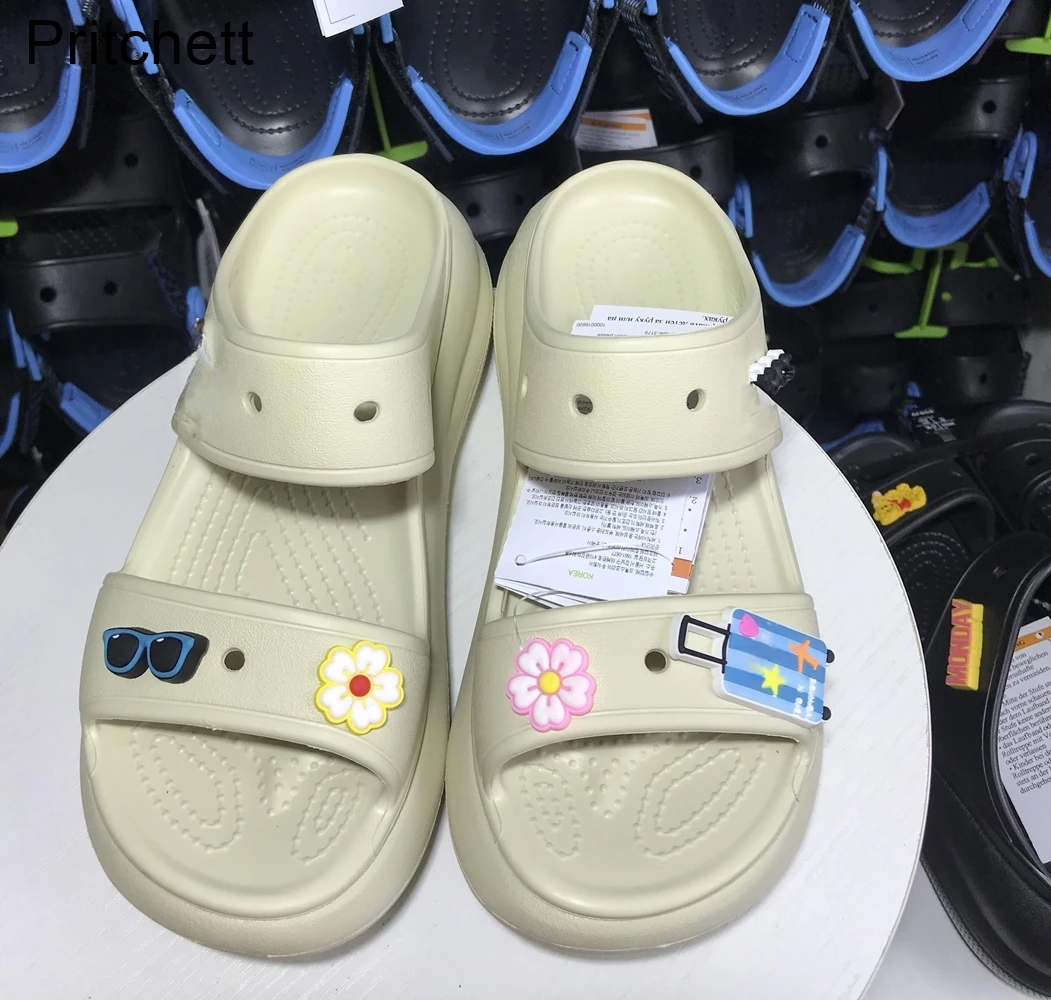 White Puff Waterproof Sandals 2023 Summer New Wedge Outdoor Casual Slippers Ladies Quick-drying Non-slip Beach Shoes